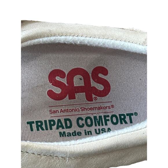 SAS Shoe Womens‎ Size 7.5 Slim Cream Leather Roamer Loafer Slip on Shoe Sandal - Picture 10 of 11